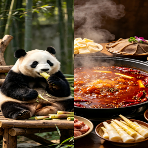 Giant Panda Base Kuanzhai Alleys Sichuan hotpot culinary tour