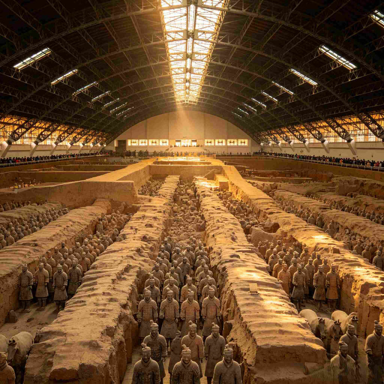 Terracotta Army Pit 1 panoramic view, UNESCO World Heritage site in Xi'an China