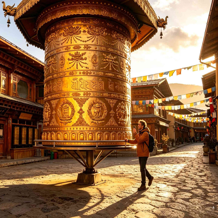 Dukezong Ancient Town prayer wheel, Shangri-La cultural travel image
