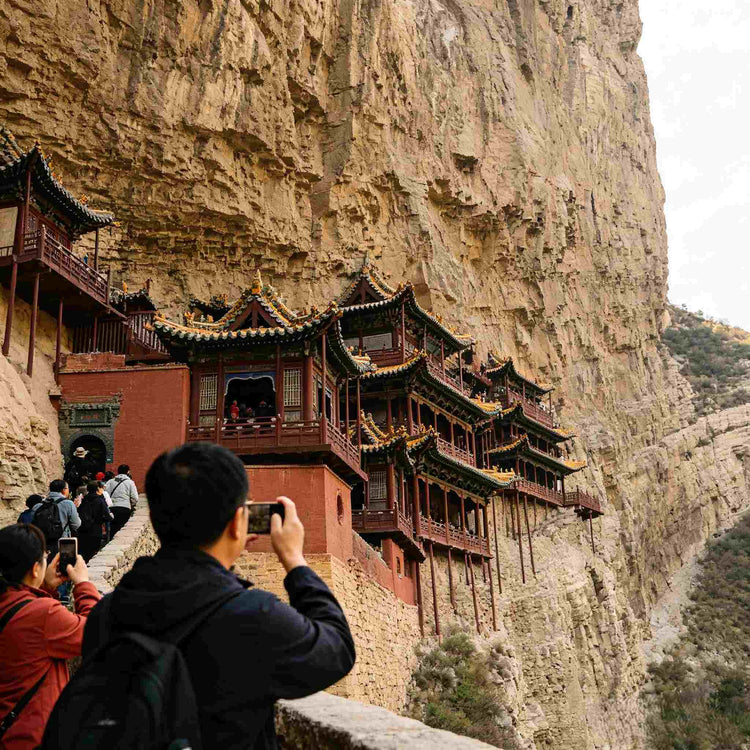 Hanging Temple cliffside architecture on Mount Heng near Datong, ancient engineering marvel