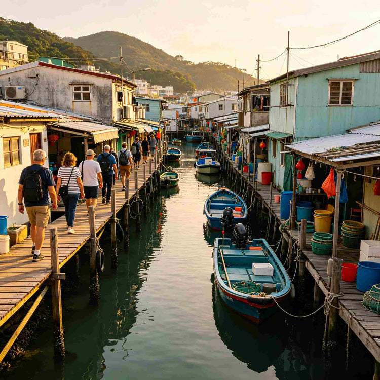Traditional stilt houses and canal waterways at historic Tai O Fishing Village, Hong Kong
