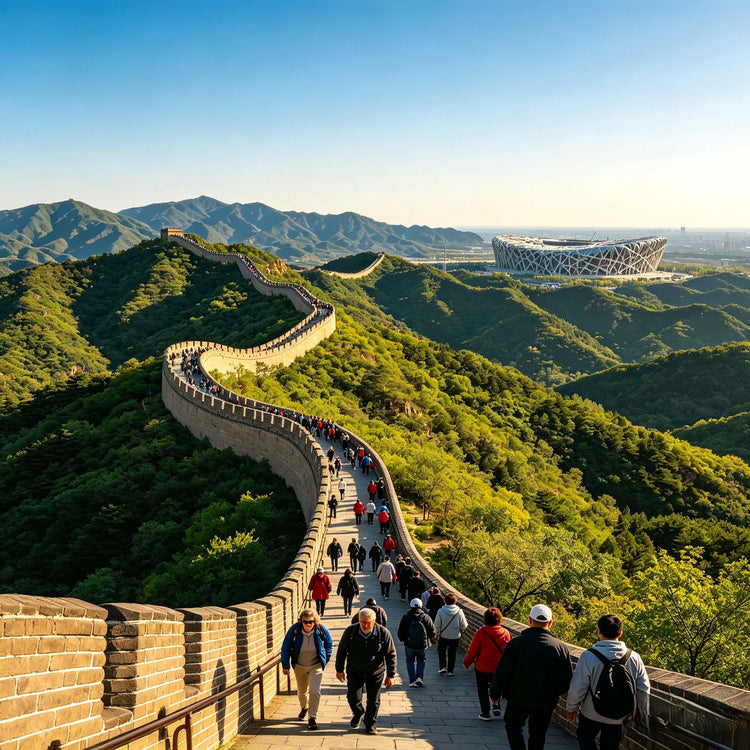 Mutianyu Great Wall winding over green mountain ridges, Beijing