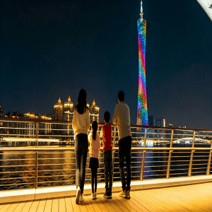 Guangzhou Pearl River night cruise family city skyline view