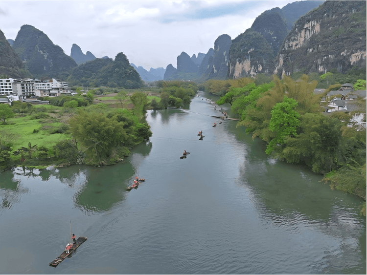 Yulong River bamboo rafting and Ten-Mile Gallery countryside
