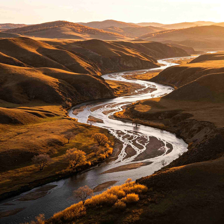 Panlong Canyon winding river valley at Ulan Butong Grassland, Inner Mongolia