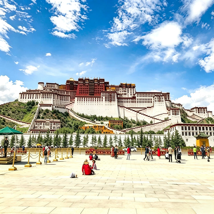 Panoramic view of Potala Palace square in Lhasa, Tibet