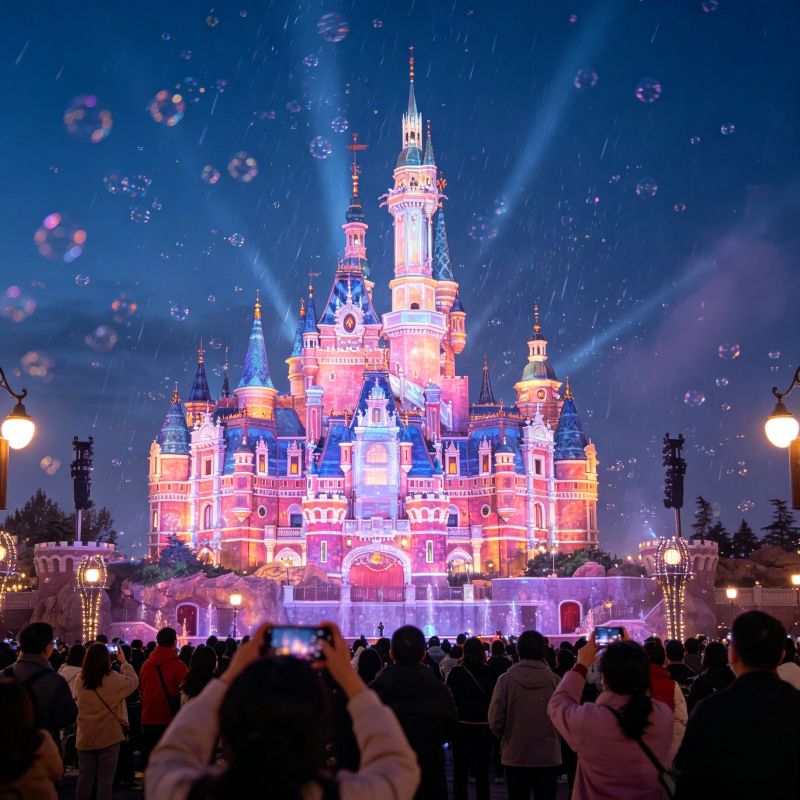 Castle light show at Pop Mart City Park in Beijing