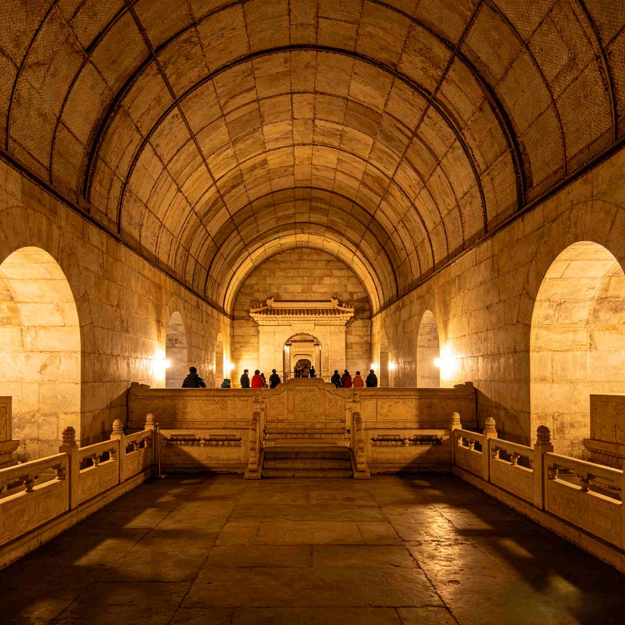Dingling Underground Palace interior of Ming Tombs, ancient imperial stone vault in Beijing