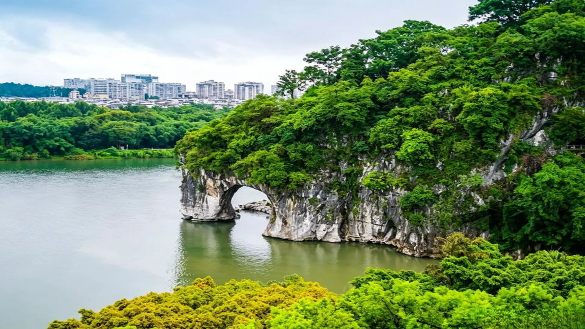 Elephant Trunk Hill (Xiangbi Mountain), iconic limestone karst rock formation by the river in Guilin, China