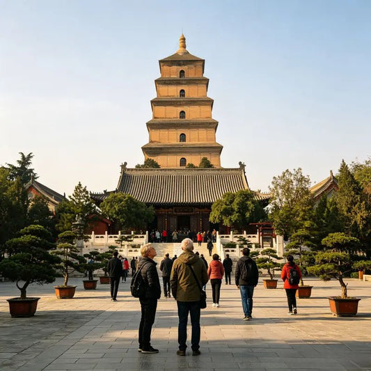 Giant Wild Goose Pagoda at Ci'en Temple, Tang Dynasty landmark in Xi'an China