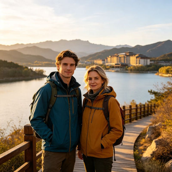 Private tour guide and tourists at Yanqi Lake West Mountain Trail