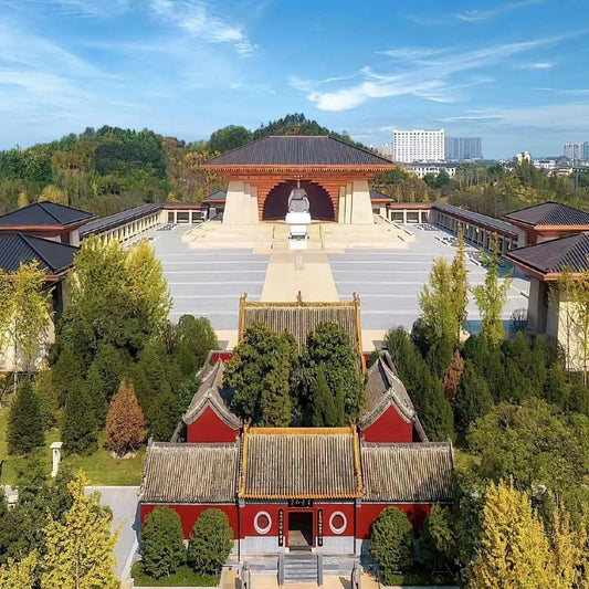 Panoramic view of Yellow Emperor Mausoleum ancient complex