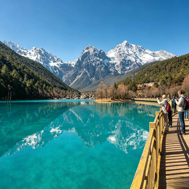 Blue Moon Valley glacial lake under Jade Dragon Snow Mountain, Lijiang
