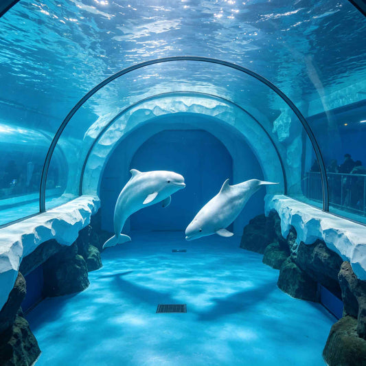Underwater tunnel with beluga display at Sun Asia Ocean World, Dalian