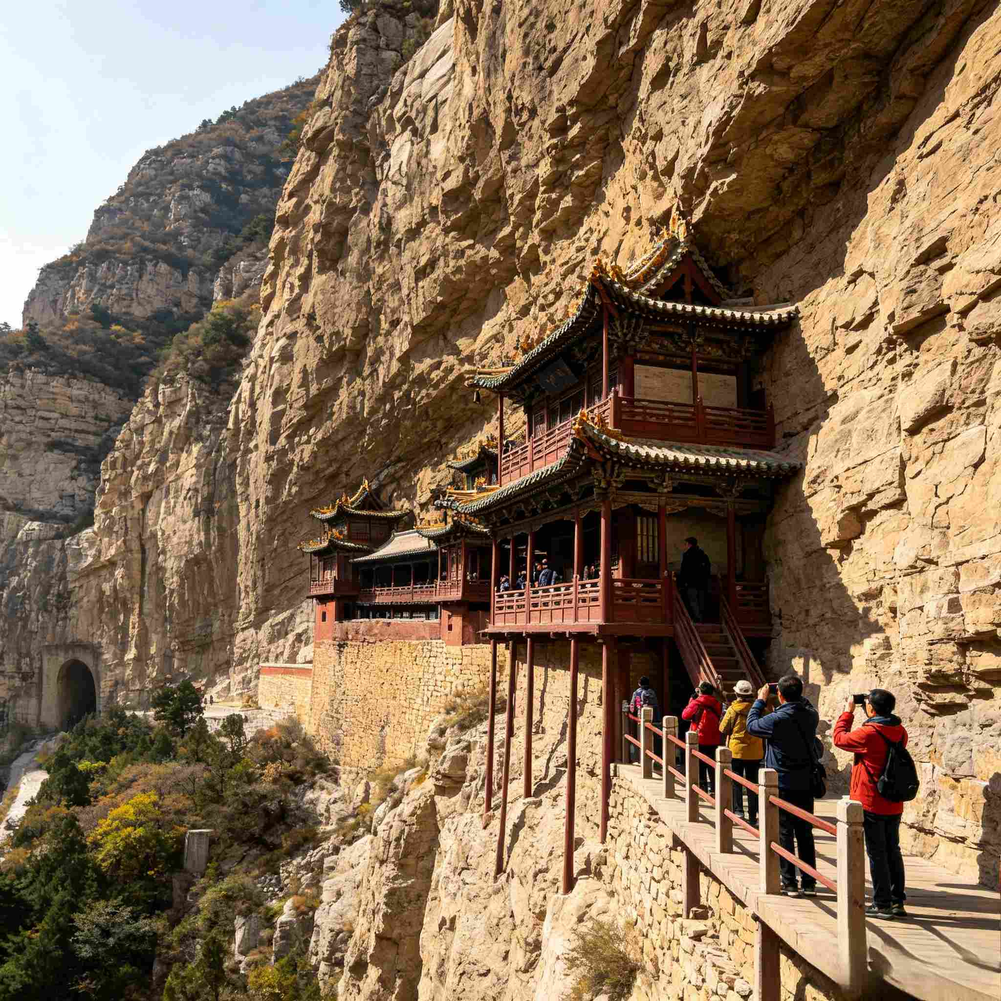 Hanging Temple cliffside architecture on Mount Heng, ancient engineering marvel in Datong