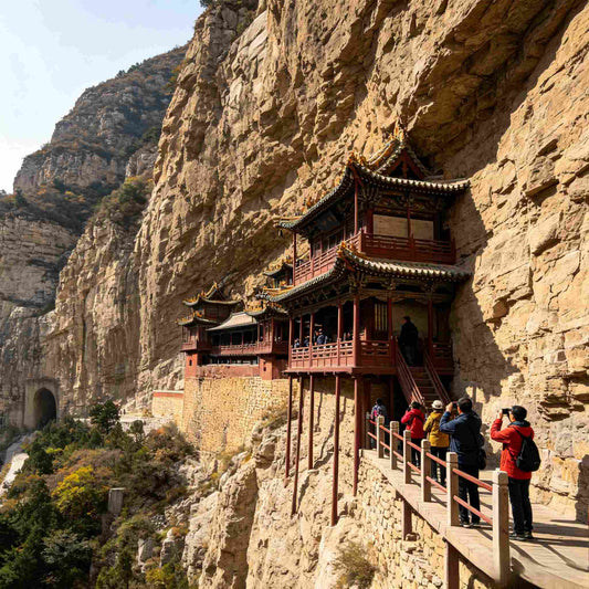 Hanging Temple cliffside architecture on Mount Heng, ancient engineering marvel in Datong