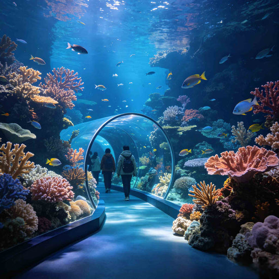 Coral reef underwater tunnel at Coral Museum, Tiger Beach Ocean Park