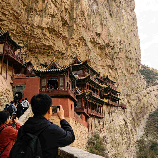 Hanging Temple cliffside architecture on Mount Heng near Datong, ancient engineering marvel
