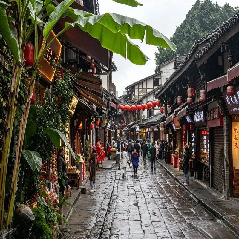 Ciqikou Ancient Town Chongqing, traditional Bayu old street, wet stone road and local shops, China inbound travel attraction
