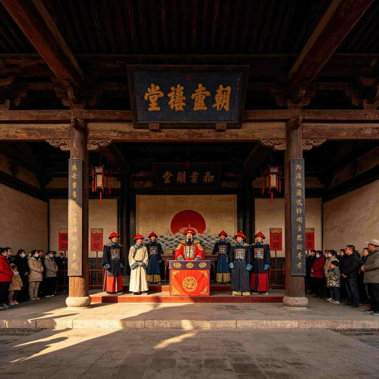 Interior of Pingyao Yamen ancient county government hall, traditional Chinese official architecture