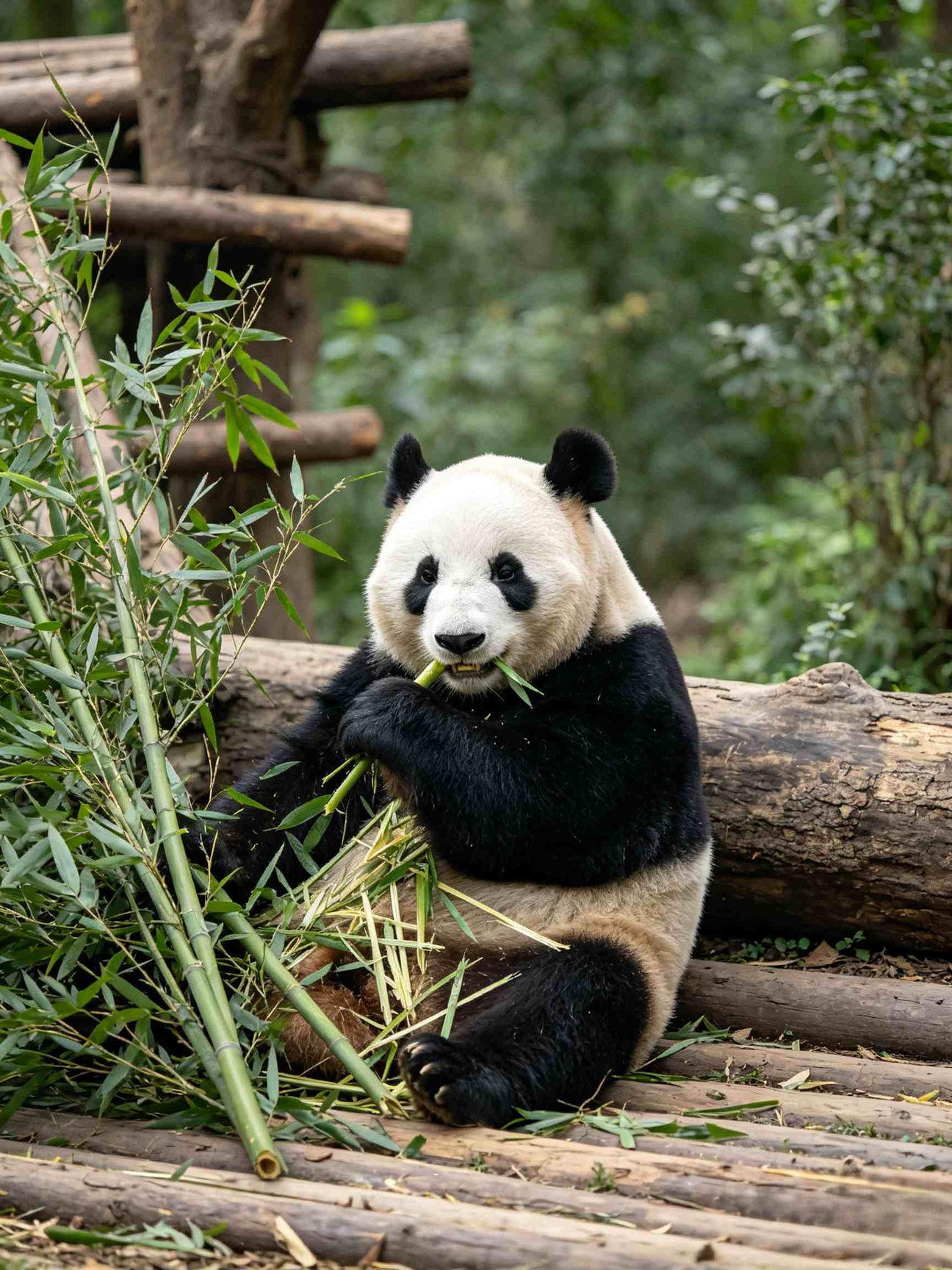 Chengdu giant panda eating bamboo Sichuan China tour