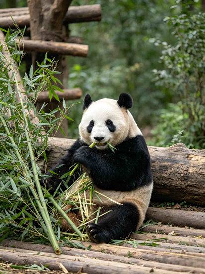 Chengdu giant panda eating bamboo Sichuan China tour