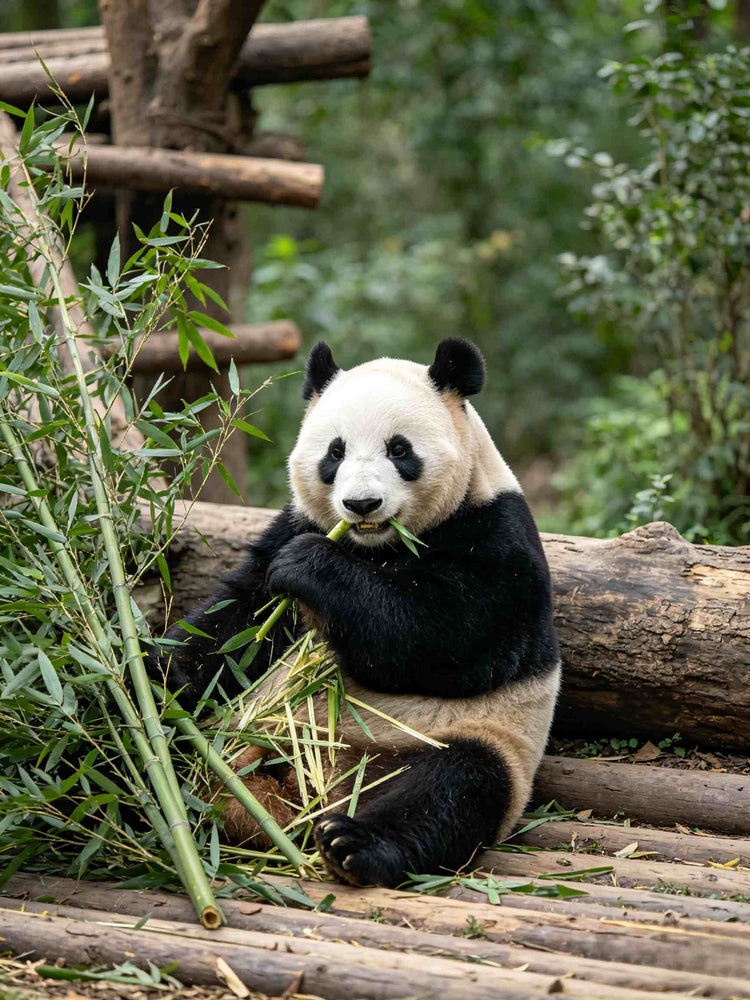 Chengdu giant panda eating bamboo Sichuan China tour