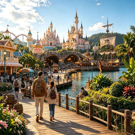 Pirates of the Caribbean themed lakeside walkway at Shanghai Disneyland