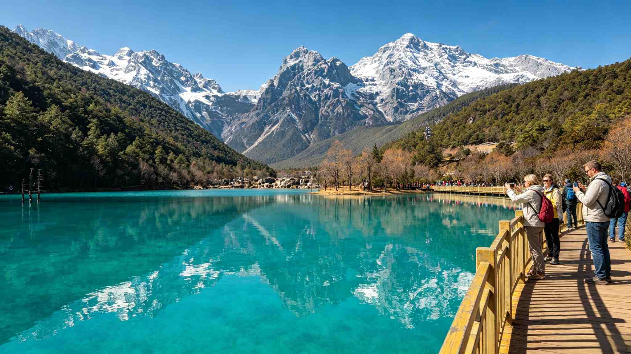Blue Moon Valley glacial lake under Jade Dragon Snow Mountain, Lijiang