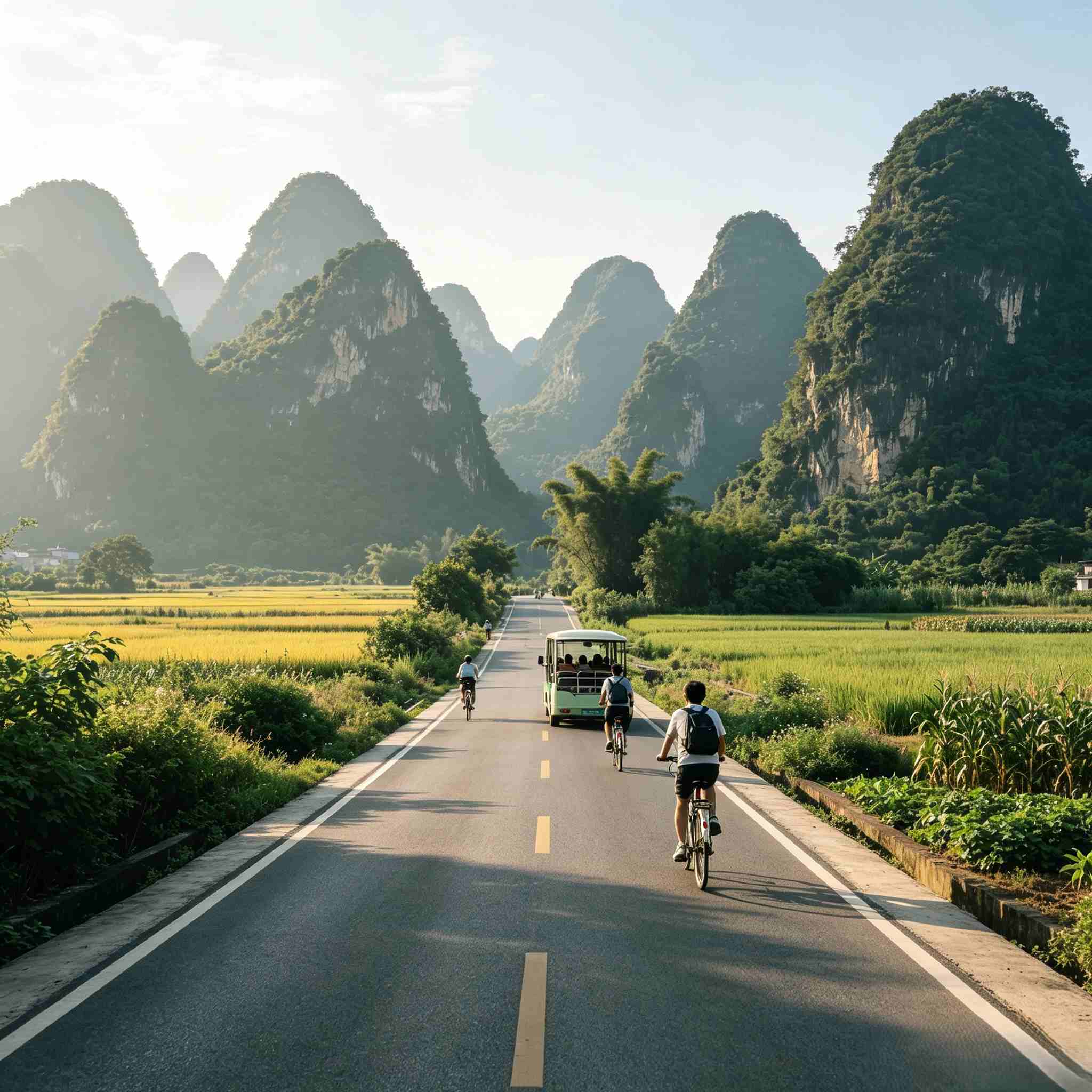Scenic countryside road through Ten-Mile Gallery karst landscape