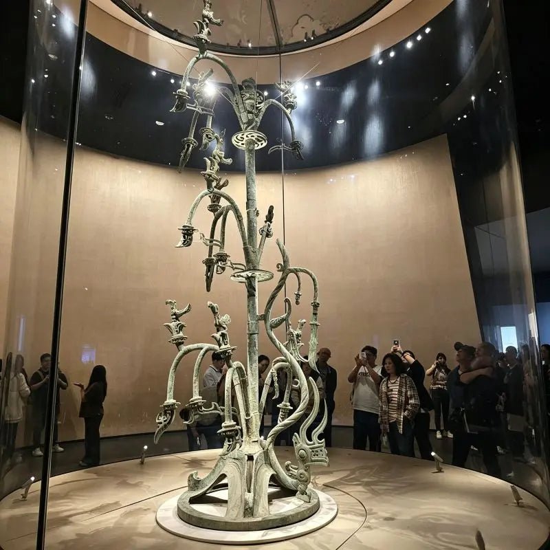 Bronze Sacred Tree at Sanxingdui Museum Guanghan Sichuan, precious ancient Shu bronze relic, mysterious archaeological attraction for inbound China tour