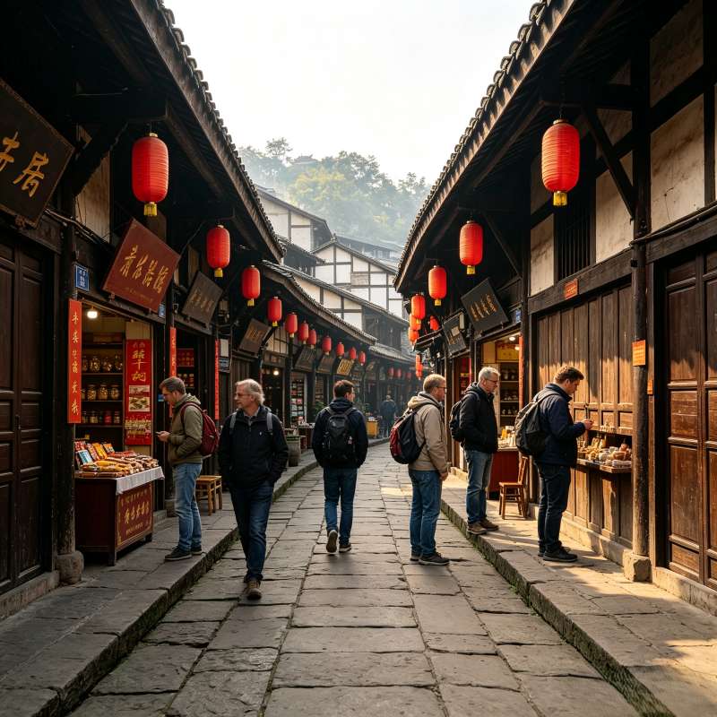 Ciqikou Ancient Town stone street, well-preserved Song Dynasty town in Chongqing