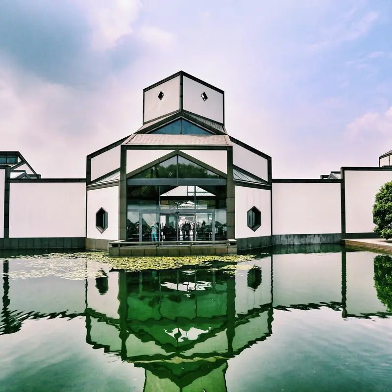 Suzhou Museum I.M. Pei white wall water reflection private tour`