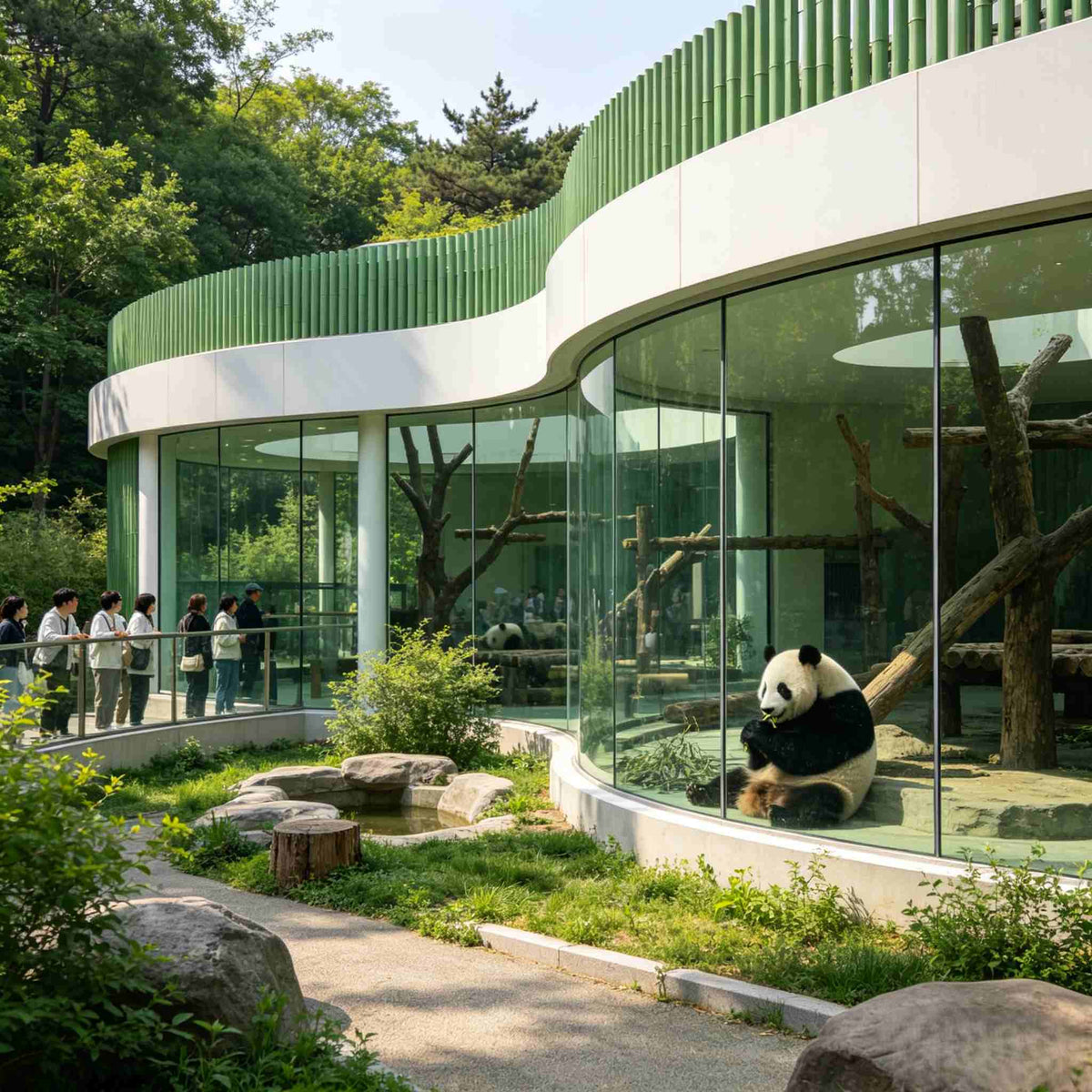 Giant Panda House exterior at Dalian Forest Zoo