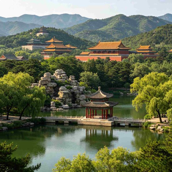 Chengde Mountain Resort lake and garden scenery, Qing Dynasty imperial summer retreat