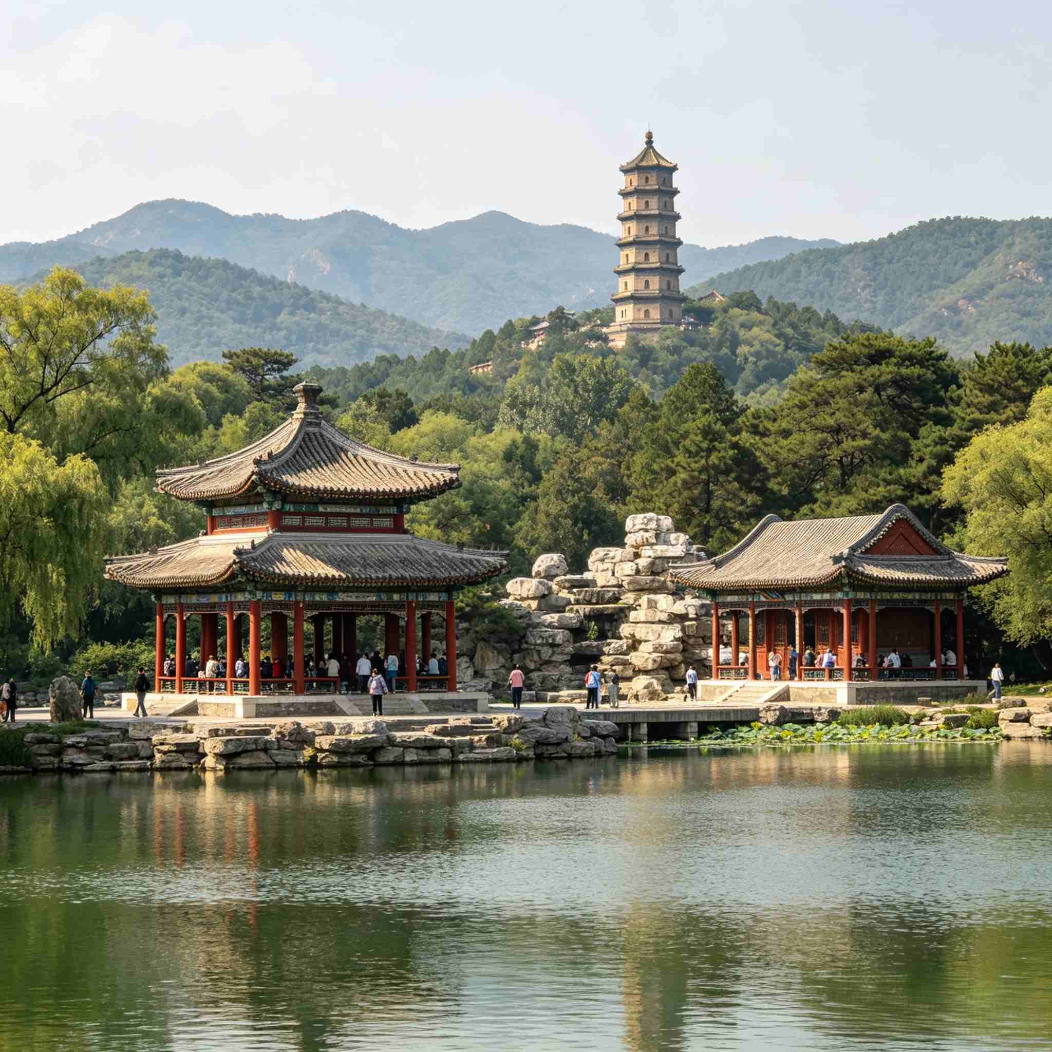 Chengde Imperial Mountain Resort with scenic lake and royal pavilions, UNESCO site