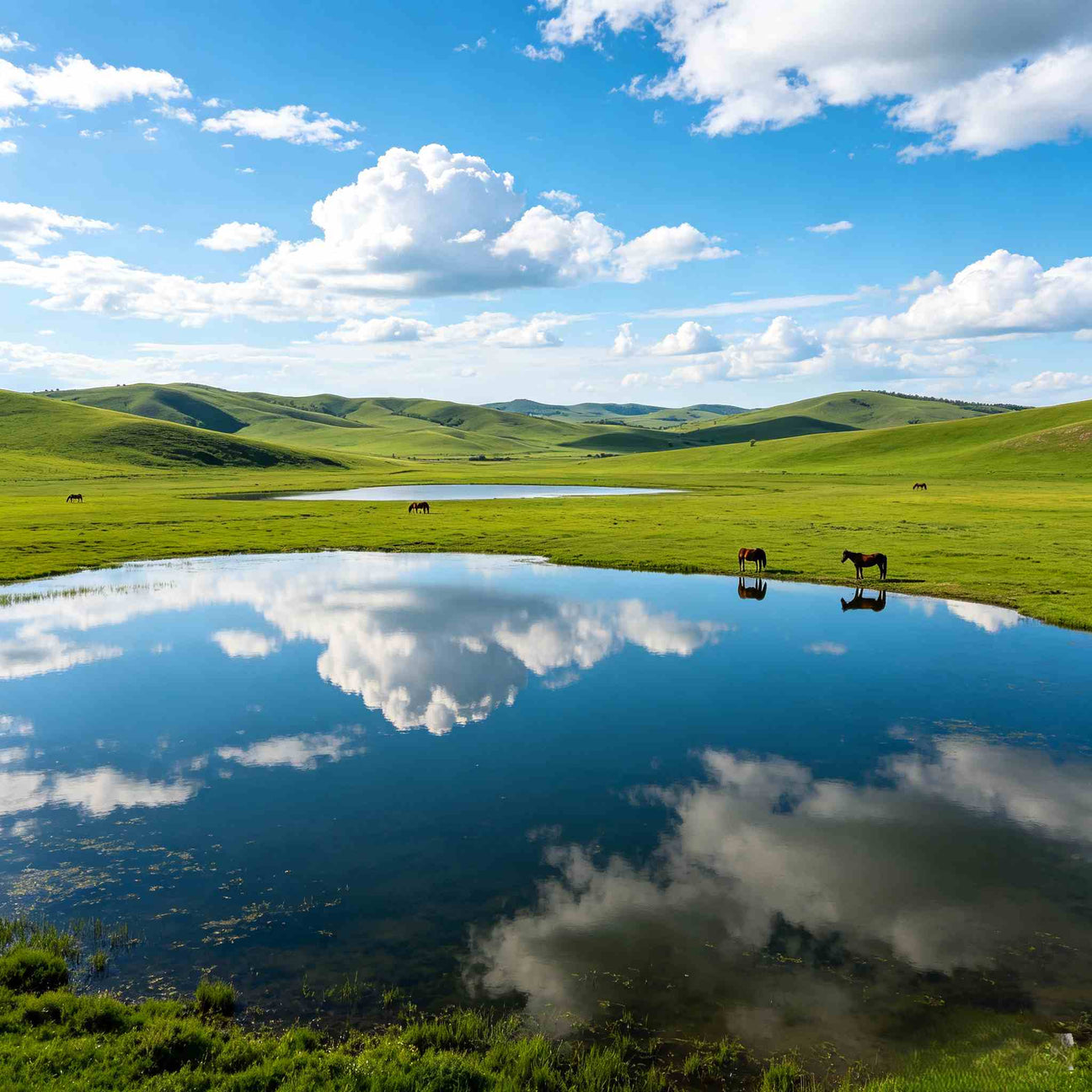Princess Lake with birch forest reflection, Ulan Butong Inner Mongolia