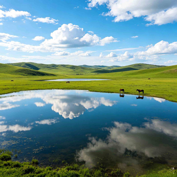 Princess Lake with birch forest reflection, Ulan Butong Inner Mongolia