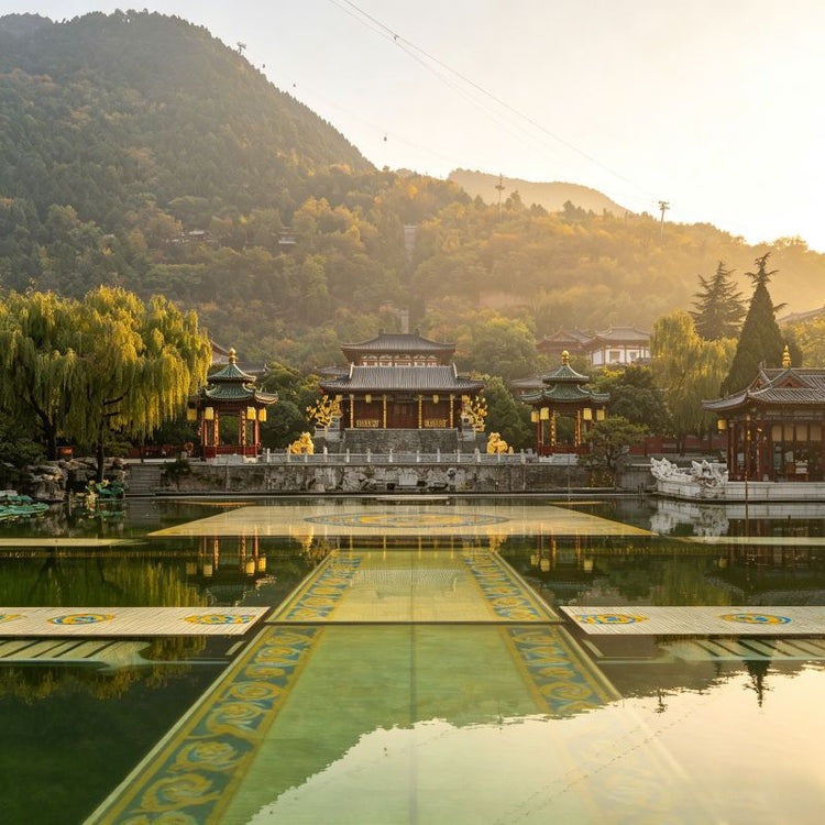 Huaqing Palace Tang-style royal garden landscape, historic site in Xi'an China