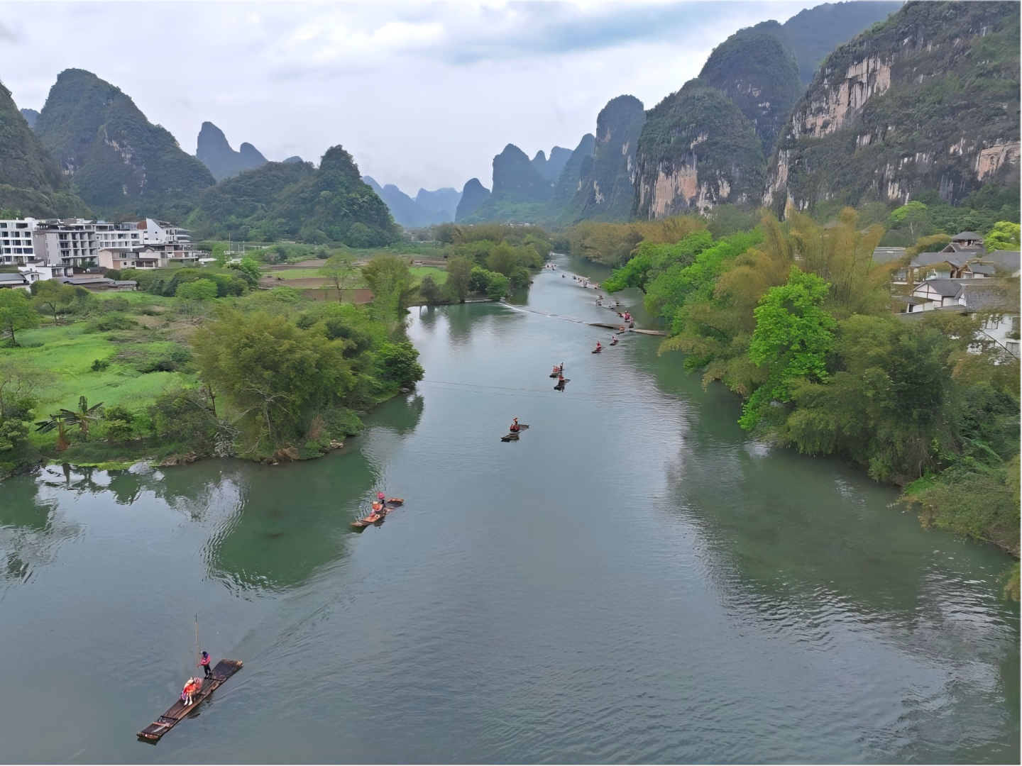 Yulong River bamboo rafting and Ten-Mile Gallery countryside