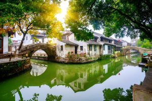 Classical garden and water town in Suzhou, Jiangnan culture